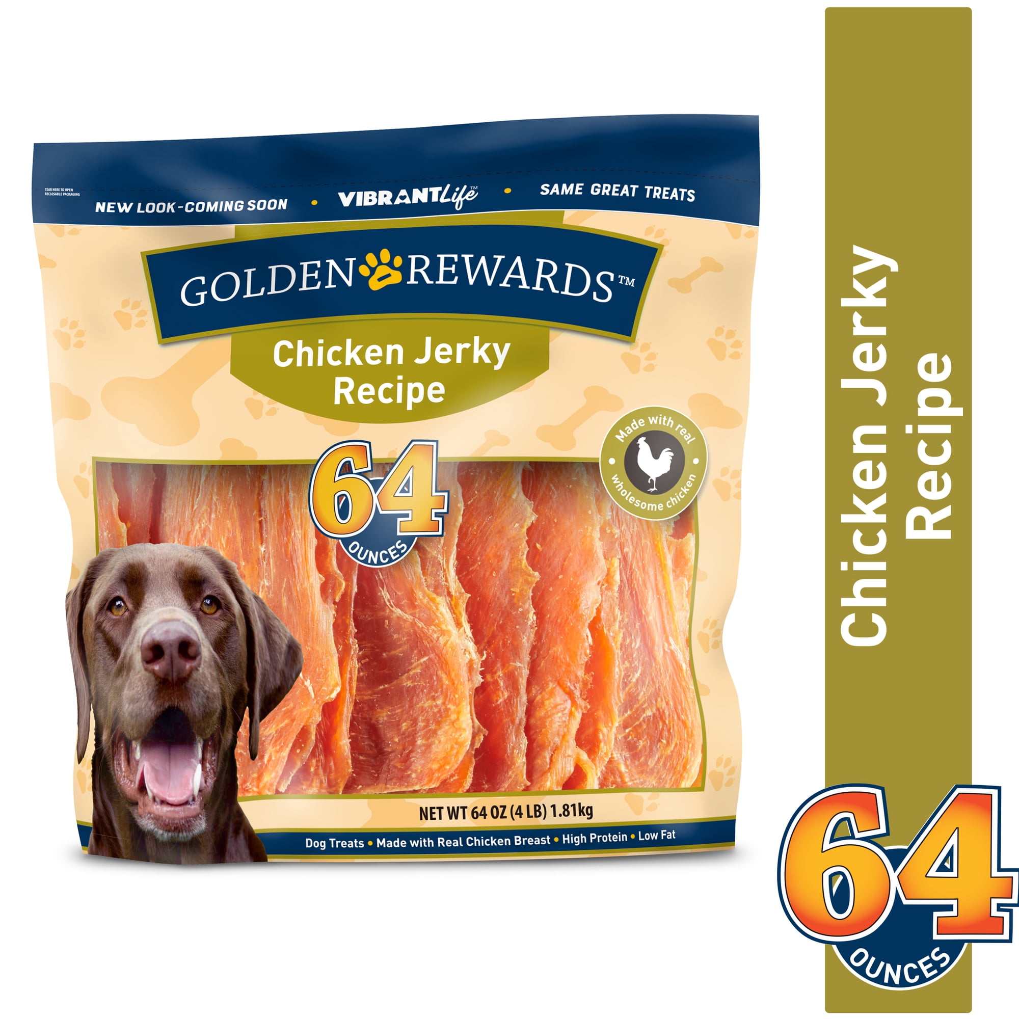 Golden Rewards Chicken Flavor Jerky Treats for Dogs, 64 oz