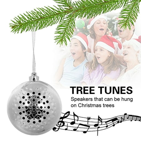 Christmas Bells Sound Christmas Ball Sound Speaker Audio,iClover Mini Christmas Ornament Jingle Bell Bluetooth Wireless Speaker Ornament Holiday Tunes for Christmas Tree Silver ()