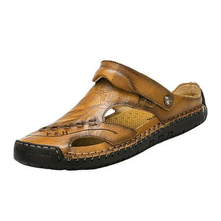 

Men s Summer Breathable Hand Sewn Foot Covering Casual Beach Lazy PU Sandals