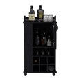 thumbnail image 3 of Black Bar Cart with Interior Cabinet Storage | Appropriate for Mixing Cocktails at Home | Keeps Bar Supplies Organized, 3 of 4
