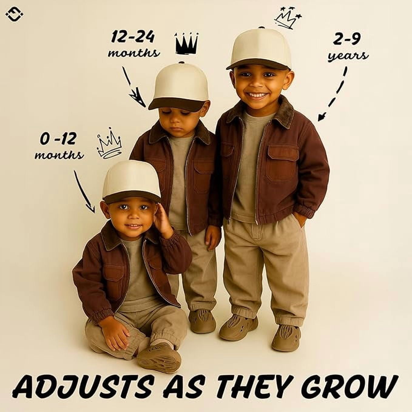 Funky Junque Kids Trucker Hat Baseball Cap - Two Tone Vintage Baby Baseball Cap, Infant Baseball Hat, Toddler Snapback Hat - Brown/Beige (X-Small - 0-12 Months)