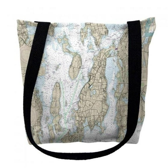 Betsy Drake TY13221NPM 16 x 16 in. Narragansett Bay Rhode Island Nautical Map Tote Bag - Medium