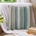 thumbnail image 3 of Pillow Covers 18x18 Set of 2, Teal Brown Striped Throw Pillow Covers Decorative Couch Cushion Cover, Farmhouse Boho Geometric Lines Microfiber Soft Square Pillowcases for Bedroom Living Room Sofa, 3 of 9