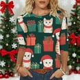 thumbnail image 2 of Oksale Funny Cats Printing Tops for Women Lightweight 3/4 Sleeve Shirts Casual Crewneck T Blouses Christmas Blouse Plus Size Soft Cozy Shirt 2025 Red S, 2 of 7