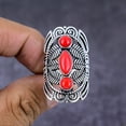 thumbnail image 2 of Natural Italian Red Coral Gemstone Handmade 925 Sterling Silver Ring S.10, 2 of 4