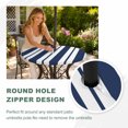 thumbnail image 4 of Round Outdoor Tablecloth with Umbrella Hole and Zipper, Navy Blue Striped Tablecloth with Elastic Waterproof, Blue Geometric Line Stripes Farmhouse Patio Table Covers for 31" - 35" Pool Tables, 4 of 9