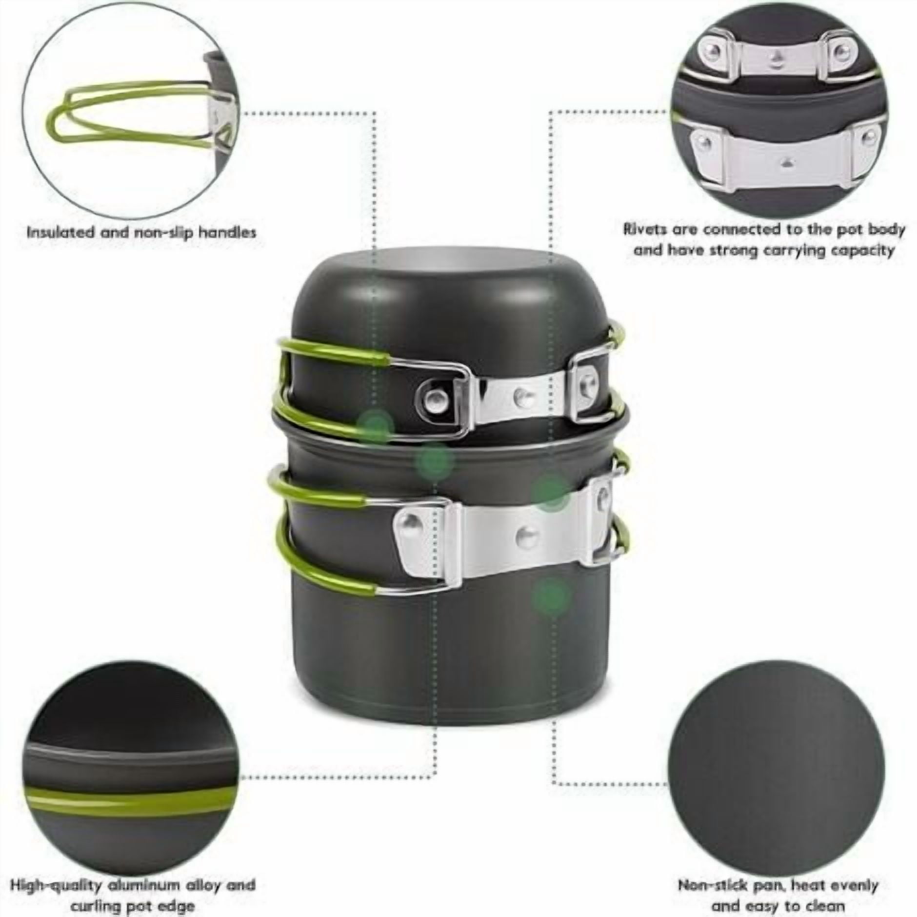 Camping Cookware Kit, Mini Camping Cookware Set with Camping Stove, 1-4 Person Portable Cooking Stove for Outdoor Hiking/Fishing/Survival/Picnic etc
