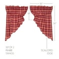 thumbnail image 4 of VHC Brands Rustic Red Plaid Braxton Scalloped Curtain for Living Room Bedroom Prairie Swag Set, 4 of 5