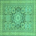 thumbnail image 1 of Ahgly Company Indoor Square Abstract Turquoise Blue Modern Area Rugs, 4' Square, 1 of 4