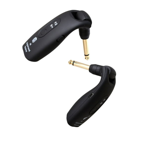 Greeniant Transmisor inalámbrico de 4 canales 20Hz-20kHz Receptor ligero de 2,4 GHz-2,483 GHz Conector integrado para piezas de bajo eléctrico Accesorios para instrumentos musicales Negro
