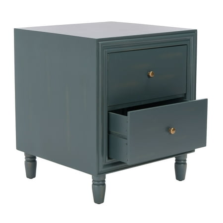 SAFAVIEH Blaise Nautical Nightstand with 2 Storage Drawers Steel Teal