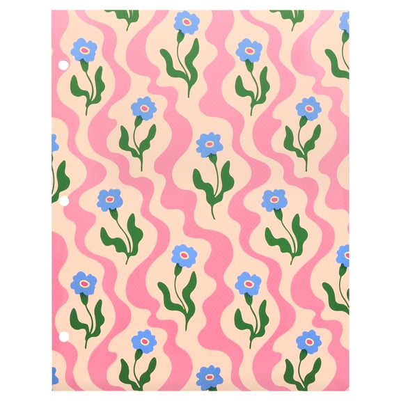 Pen+Gear 2-Pocket Paper Folder, Multicolor Squiggle Flowers