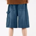 thumbnail image 4 of Jean Shorts Men Baggy Drawstring Elastic Waist Denim Bermuda Shorts with Pockets Summer Casual Hip Hop Knee Length Men Denim Shorts, 4 of 9