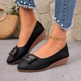 thumbnail image 2 of YLYL Women's Bow Ballet Shoes Wedge Heel Pointed Toe Fashion Casual Slip on Office Business Walking Shoes, 2 of 9
