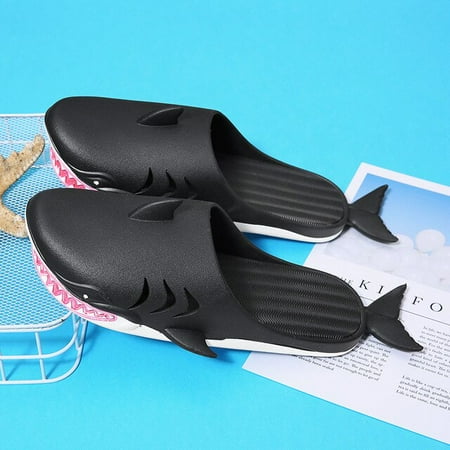 

CoCopeanut Summer Funny 3D Shark Designer Beach Men Slippers Slip-on PVC Women Cartoon Slides Personality Couples Flat Shark Shoes