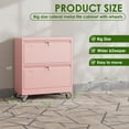thumbnail image 2 of Gaeanet 2 Drawer Wide File Cabinet with Wheels, Lockable Metal Filing Cabinet for Home Office, Legal/Letter Size,Required Assembled,Pink,15.87" D x 28.94" W x 34" H, 2 of 7