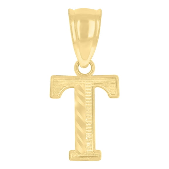 10kt Real Yellow Gold Unisex Initial Letter "T" Charm Pendant