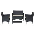 thumbnail image 5 of 4 Pieces Outdoor Furniture, Sofa Wicker Conversation Set with Two Single Sofa, One Loveseat, Tempered Glass Table, Patio Furniture Sets for Porch Poolside Backyard Garden, Q8590, 5 of 10