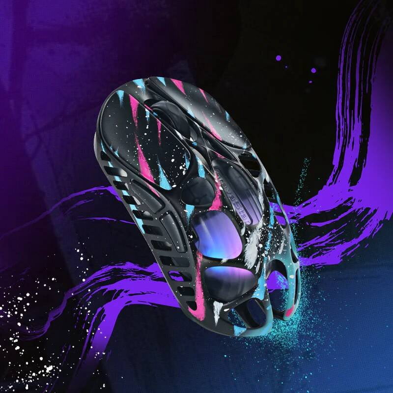 GravaStar Mercury X Pro 8KHz Wireless Gaming Mouse - PAW3950 Sensor, 32,000 DPI, 49g Lightweight Magnesium Alloy Hollow Design, Tri-Mode, 110Hr Battery, RGB Lighting-Neon Graffiti