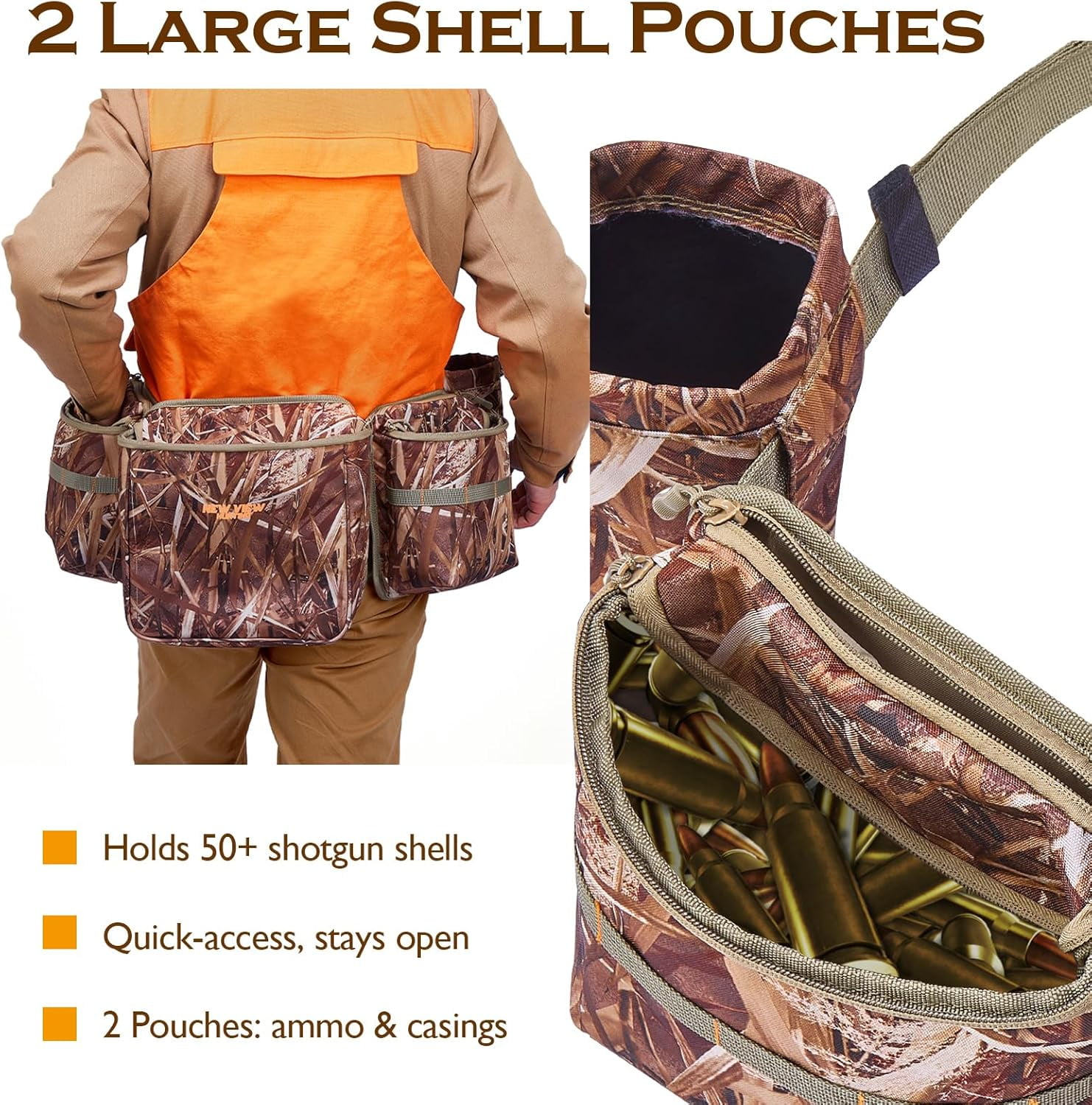 NEW VIEW Dove Hunting Bags & Belts, Camo Fanny Pack with Shotgun Shell Pouch & Game Bag, Belt for Pheasant Bird Duck Upland for Hunter