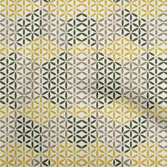 oneOone Cotton Poplin Yellow Fabric Geometrical Craft Projects Decor Fabric Printed By The Yard 56 Inch Wide