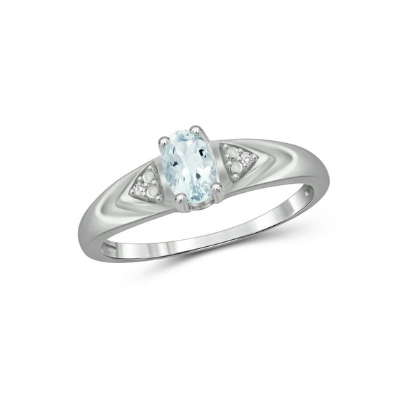 JewelersClub Aquamarine Ring Birthstone Jewelry – 0.45 Carat Aquamarine 0.925 Sterling Silver Ring Jewelry with White Diamond Accent – Gemstone Rings with Hypoallergenic 0.925 Sterling Silver Band