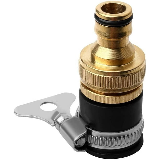 Conector de grifo redondo, conectores de manguera de latón con diámetro de 1/2'' a 3/4'' Adaptador universal para manguera de riego de grifo