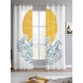 thumbnail image 2 of Yellow Sun Rise Sheer Curtains 84 Inch Length 2 Panels Set for Living Room/Bedroom, Ocean Waves Coastal Abstract Art Kitchen Curtains Grommet Semi-Sheer Curtains Drapes Window Treatments 42"x84"x2, 2 of 7