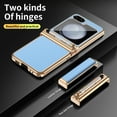thumbnail image 2 of TECH CIRCLE for Samsung Galaxy Z Flip 5 Case with Pen Holder,Slim Plating Hybrid Shockproof Hinge Protector PU Leather Case with Stylus for Samsung Galaxy Z Flip 5 6.7 inch 2023,Gold + Blue, 2 of 7