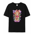 thumbnail image 5 of T Shirts for Women Short Sleeve Cotton Crewneck T-Shirt, Lion Love Heart Balloon Flowers Tee Tops Casual Basic T-Shirts, XS-5XL Black XL, 5 of 7