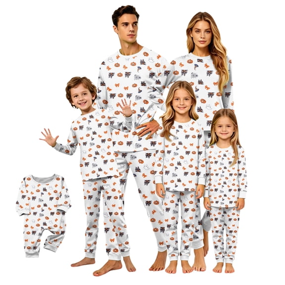 Racifhz Halloween Family Matching Pajamas Loungewear Set Long Sleeve Top and Pants Cozy Sleepwear for Family Holiday Nightwear Matching PJs Halloween Gifts and Party Decor
