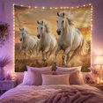 thumbnail image 2 of White Horses Running on Golden Grassland Majestic Photorealistic Style for Nature Lovers Wildlife Wall Art Housewarming Gift Tapestry Wall Hanging for Bedroom, Living Room and Dorm, 2 of 7