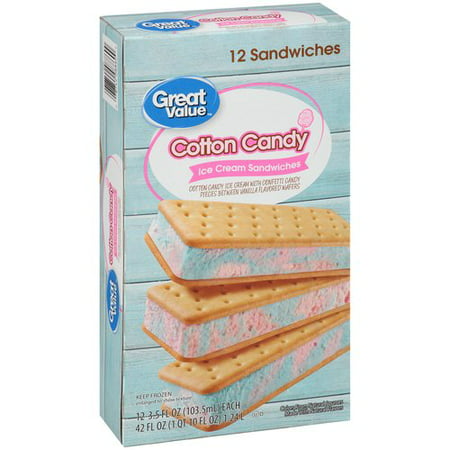 Great Value® Cotton Candy Ice Cream Sandwiches, 3.5 fl oz ...