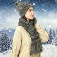 thumbnail image 2 of Glisme Hat Gloves Scarf Set Winter Knitted Scarf And Hat Warm Soft Touchscreen Gloves For Outdoor Activities Black, 2 of 6