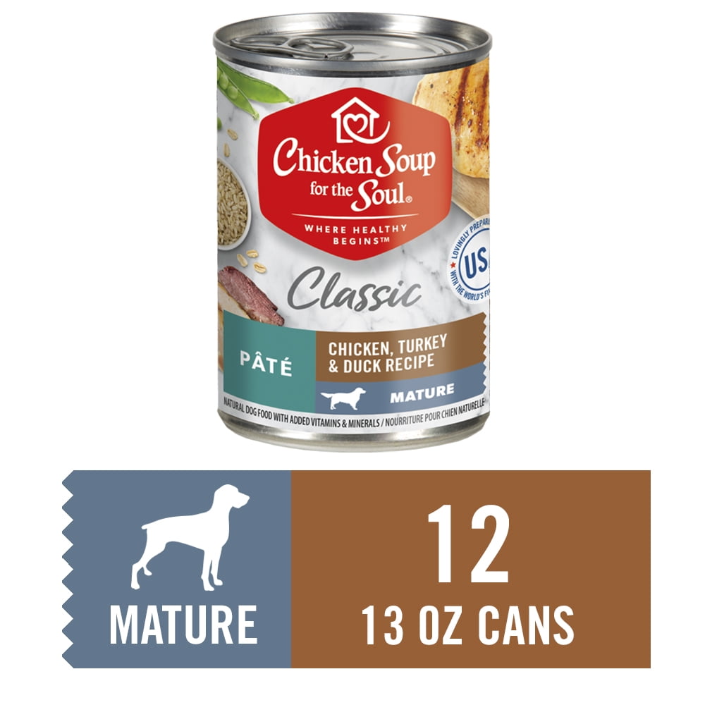 (12 Pack) Chicken Soup Senior Wet Dog Food, Chicken, Turkey & Duck Pate