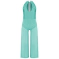 thumbnail image 4 of TTAO One Piece Rompers Overall for Girls Rhinestones Dance Bodysuit Disco Party Wide Leg Pants Playsuit Light Green 10, 4 of 5