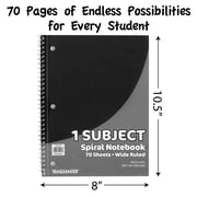 Trailmaker Bulk Notebooks (50 Pack), One Subject Notebooks Wide Ruled, 140 Pages (70 Sheets),Spiral Bulk Notebooks for Kids, School Supplies, Journaling, Note Taking, Students, and Work