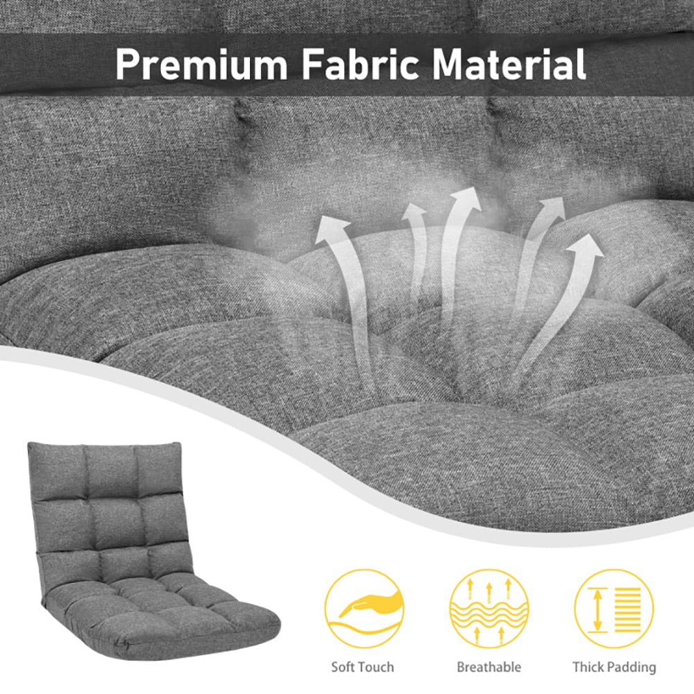 Finihen Folding Lazy Sofa Chair, 14-Position Adjustable Folding Lazy Gaming Sofa, for Living Room, Bedroom, for Gaming, Reading, Gray Finihen Folding Lazy Sofa Chair, 14-Position Adjustable Folding Lazy Gaming Sofa, for Living Room, Bedroom, for Gaming, Reading, Gray
