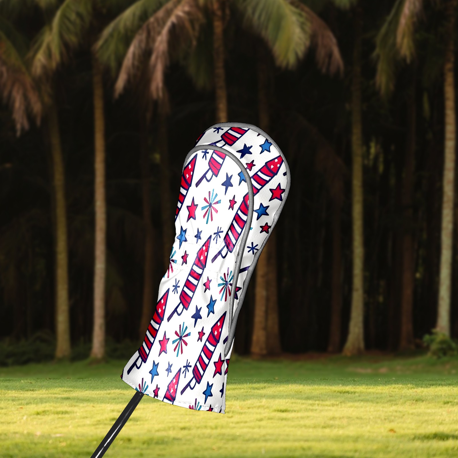 Golf Club Covers, RedBlue FireworkRocket Premium PU Leather Driver Hybrid Putter Head Covers with Velvet Lining, Waterproof Golf Gifts for Men Women
