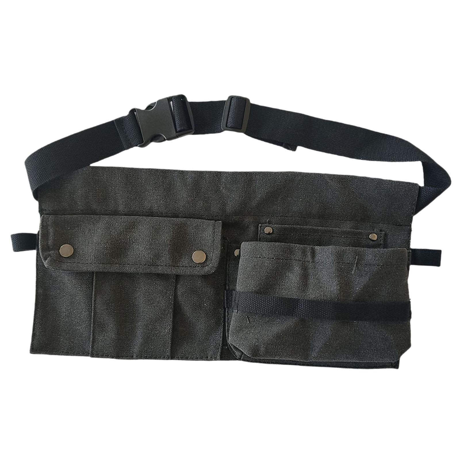 simhoa Tool Waist Bag Portable Tool Bag Large Capacity Canvas Waist Pocket Belt Waist Bag Tools Organizer for Electricians Builders Black