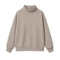 thumbnail image 4 of Gkeoshab Womens Sweatshirt Women's High Neck Fleece-Lined Sweatshirt, Turtleneck Style Pullover with Soft Brushed Interior for Cold Weather Protection and Stylish Urban Streetwear Looks Khaki L, 4 of 9