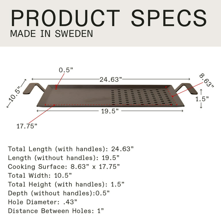 Made in Cookware - Carbon Steel Griddle + Grill Press - (Like Cast Iron, But Better) - Professional Cookware - Made in Sweden - Induction Compatible