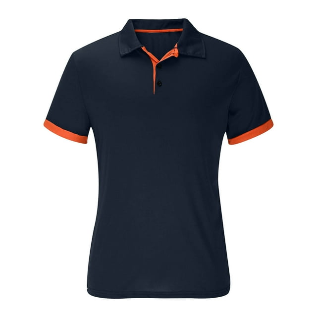 pstuiky Camisas casuales de manga corta para hombre, Camisa de manga corta con dobladillo de color en contraste, imprescindible para el verano, cómoda y transpirable, para hombre. l