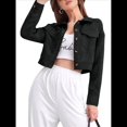 thumbnail image 1 of Chaqueta Informal Retro de Larga con Solapa y Botones de para Mujer Negro M, 1 of 9