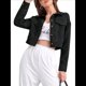 thumbnail image 1 of Chaqueta Informal Retro de Larga con Solapa y Botones de para Mujer Negro M, 1 of 9