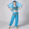 thumbnail image 2 of SERTG Girls Long Sleeve Sequin Top and Cuffed Pants Set Elastic Waist with Accessories Fall Winter Dance Performance Outfit(Sky Blue,13-15 Years), 2 of 7