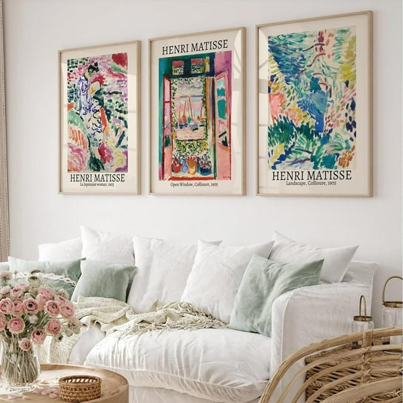 Henri Matisse Wall Art Set of 3 Matisse Poster Aesthetic poster Wall Art Matisse Wall Decor Henri Matisse Vintage Prints Landscape Exhibition Posters Matisse Art for Room Bedroom 24x36 Inch unframe