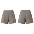 thumbnail image 5 of Womens Dress Shorts Pull on High Waisted Trouser Summer Business Womens Dressy Casual Pleated Wide Leg Ladies Shorts Coffee 2XL, 5 of 7