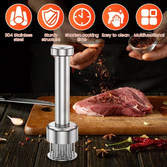 Fkszll Meat Tenderizer, Stainless Steel Meat Tenderizer for Tenderizing Beef, Turkey, Chicken, Steak, Veal, Pork, Fish