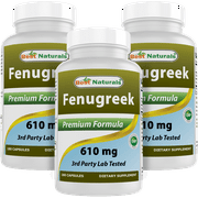 3 Pack Best Naturals Fenugreek Seed 610 mg 180 Capsules (Total 540 Capsules)